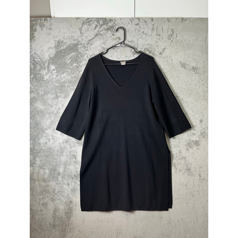 Chico’s Travelers Black V-Neck Dress Top‎ Sz 2 Large Minimalist Chic Work Office